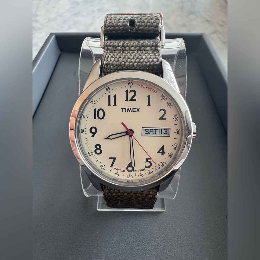 Timex Cream Dial Watch with Black Strap - T2N228 w/ New Battery